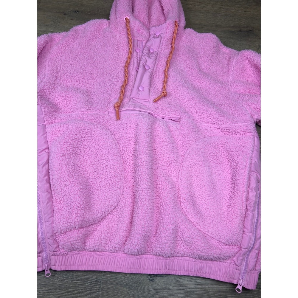 Altar'd State Pink Sherpa Fleece Hoodie Snap Zip Pullover Womens XS Oversized - Picture 5 of 9